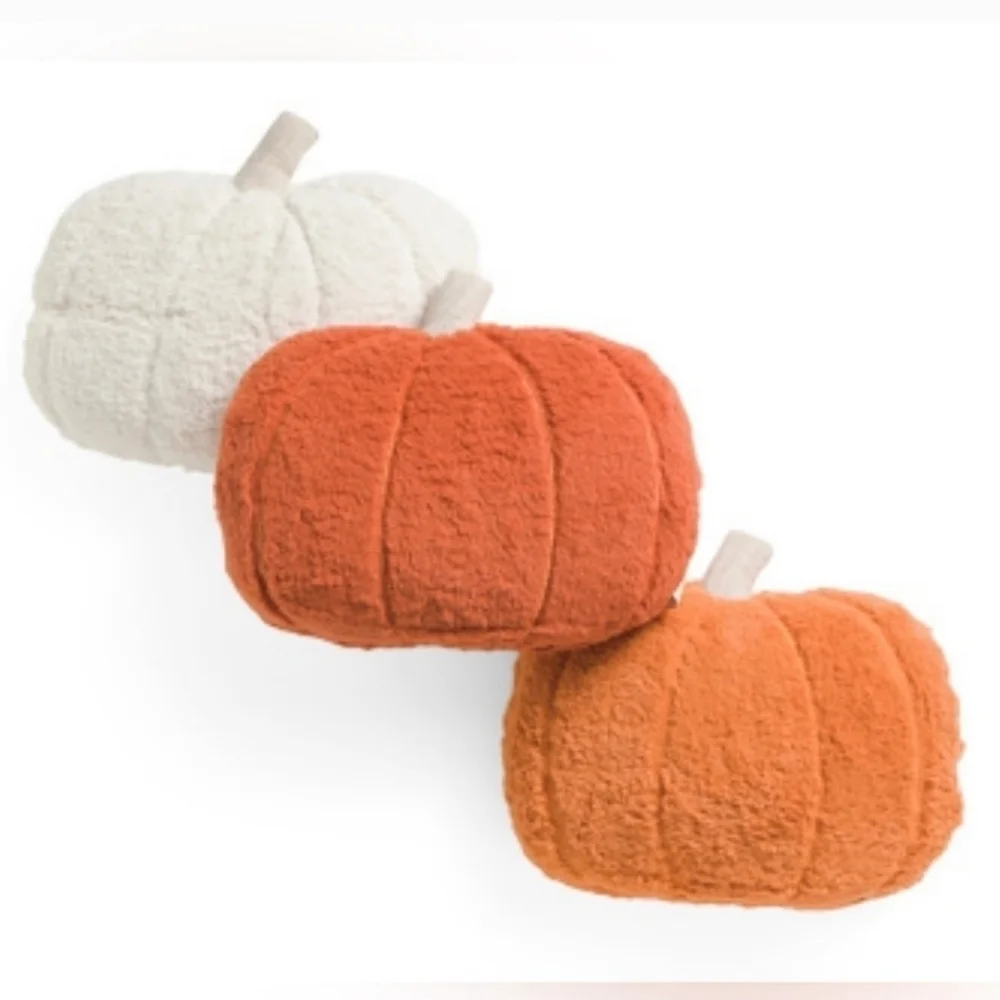 3pc Rachel Ashwell Halloween Thanksgiving Pumpkin Fall Throw Pillow Decor Set